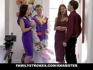 Stepson Tricks Stepmom And Stepsister With Easter Costume free video