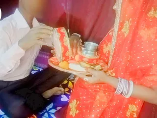 Husband And Wife Of Indian Desi Village Celebrated Honeymoon On The Auspicious Occasion Of Karva Chauth Fast